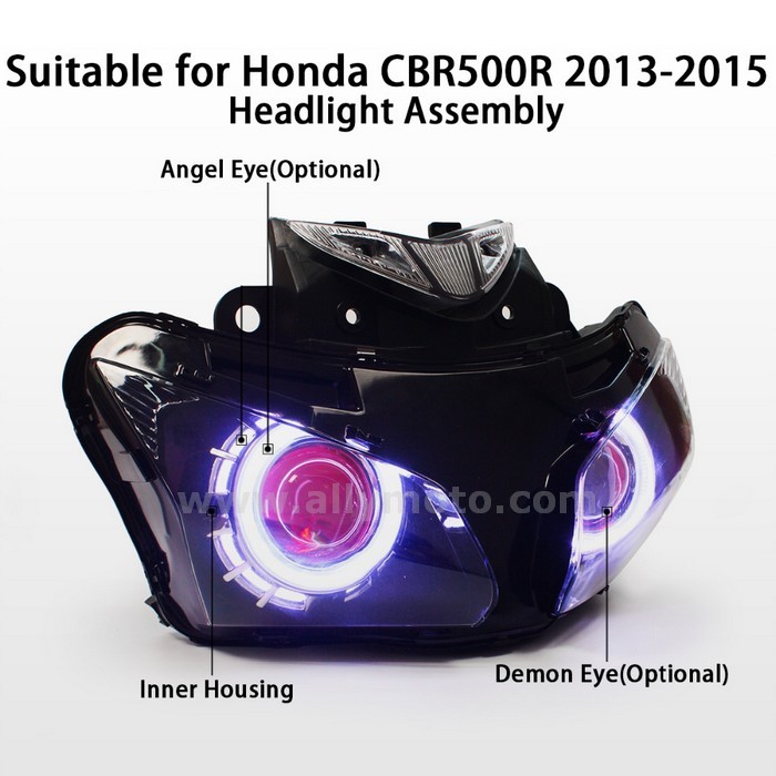 034 Fully Headlight Honda Cbr500R 2013 2014 2015 Angel Halo Eyes Hid Red Demon-5